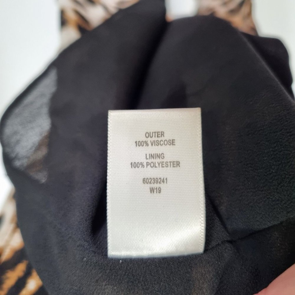 Witchery Multicolour Leopard Print Deep V-Neck Balloon Sleeve Midi Dress Size 12 - Picture 11 of 11